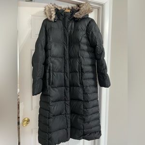 Eddie Bauer XXL Black Hooded Down Long Coat